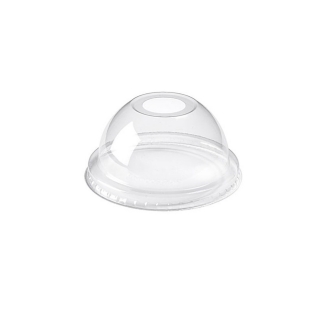 Coperchio in PLA a cupola con foro per Bicchiere cod  92900-92901-92902 Biodegradabiele e compostabile