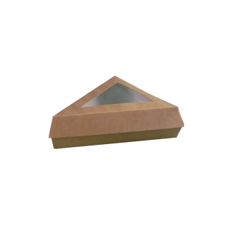 Scatola triangolare avana di cartoncino per fetta di torta cm 17x17x13 