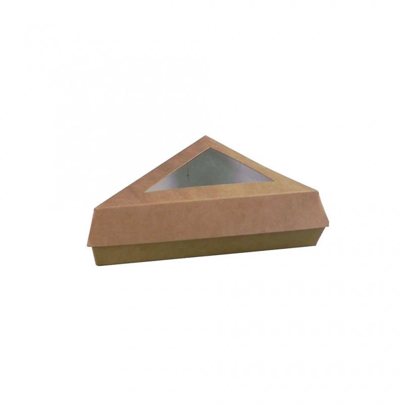 Scatola triangolare avana di cartoncino per fetta di torta cm 17x17x13 