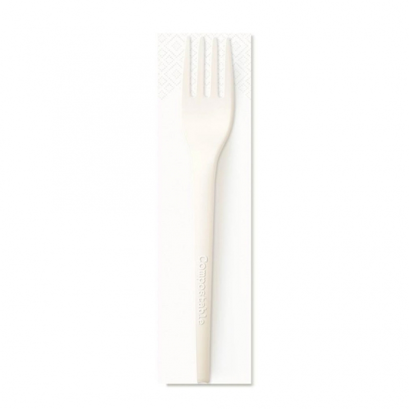 Set forchetta in CPLA cm 16,5 con tovagliolo cm 33x33 