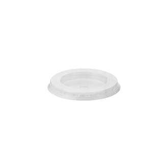 Coperchio piatto con pretaglio cannucia per bicchiere in PLA Bio cc 390 
