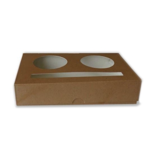 Cestino porta bicchieri Brown cm 15,8x10x3 in cartoncino riciclato 2 posti (per bicchieri 3oz/4oz)