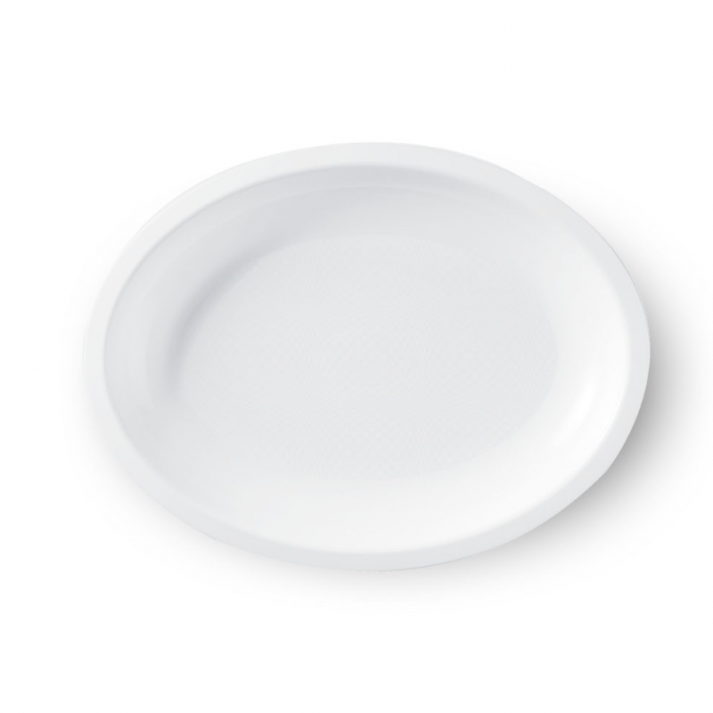 Piatto bianco ovale in polipropilene cm 25,7x 19,4 - Cartone 600 Pe