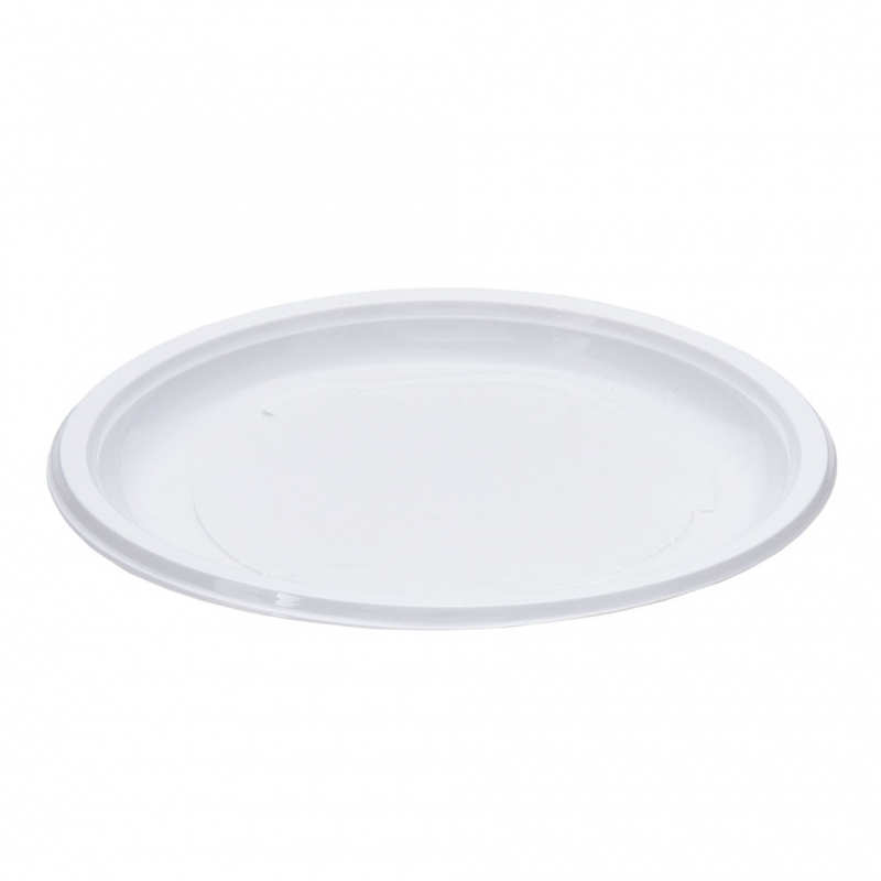 Piatto di plastica bianca piano rigido gr 12 Ø cm 21 - Confezione