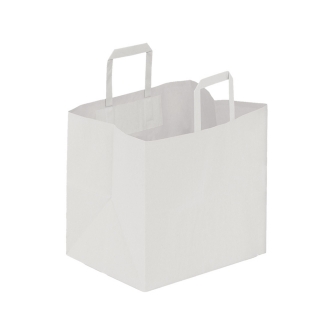 Shopper di carta bianco manico piatto cm 32 + 17 x 29 gr 90/mq 