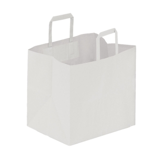 Shopper di carta bianco manico piatto cm 32 + 22 x 34 gr 90/mq 