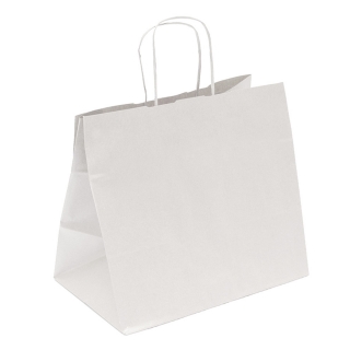 Shopper di carta bianco manico ritorto cm 36 + 22 x 33 gr 100/mq 