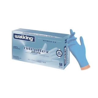 Guanti nitrile senza polvere blu medio Nitroflex Plus Walking  