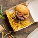 Scatola per Hamburger in cartoncino avana compostabile a chiusura SAFE cm 17,6x16,8x7,8
