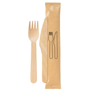 Set forchetta+coltello in legno cerato cm 16 