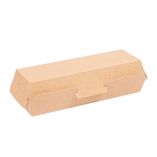 Scatola per Hot Dog in cartoncino avana compostabile a chiusura SAFE cm 23,5x9x6
