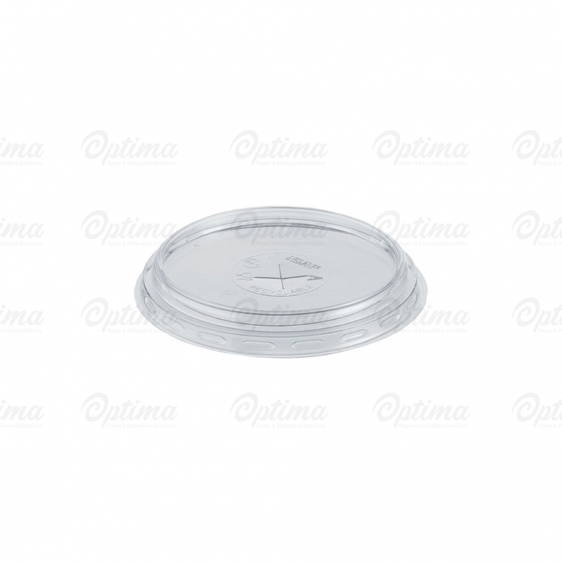 Coperchio piatto con pretaglio cannuccia in Pet per bicchiere cc 300 base larga/390